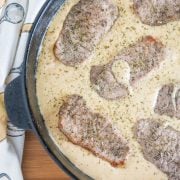 Creamy Smothered Pork Chops in skillet