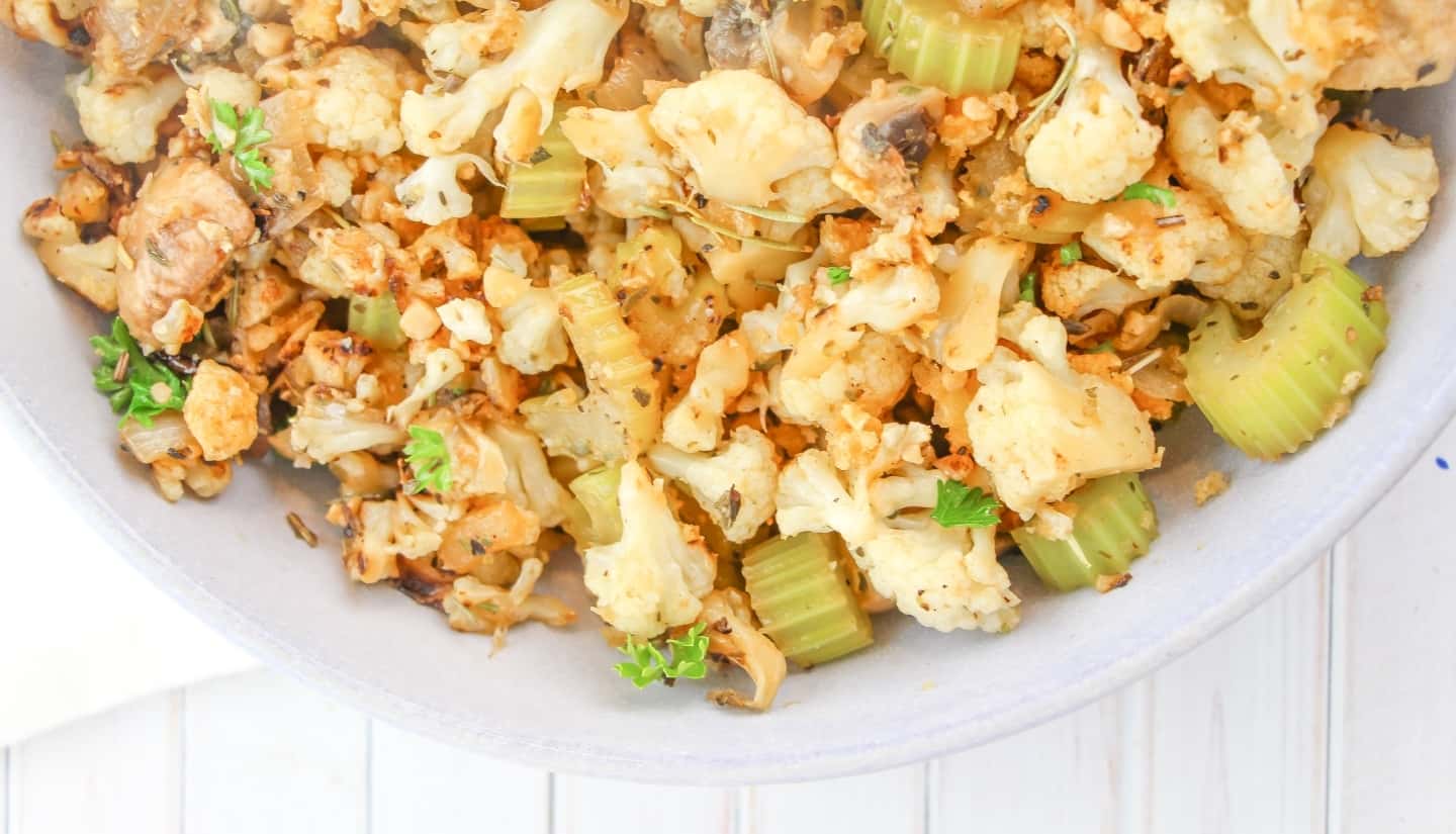 cauliflower stuffing plated