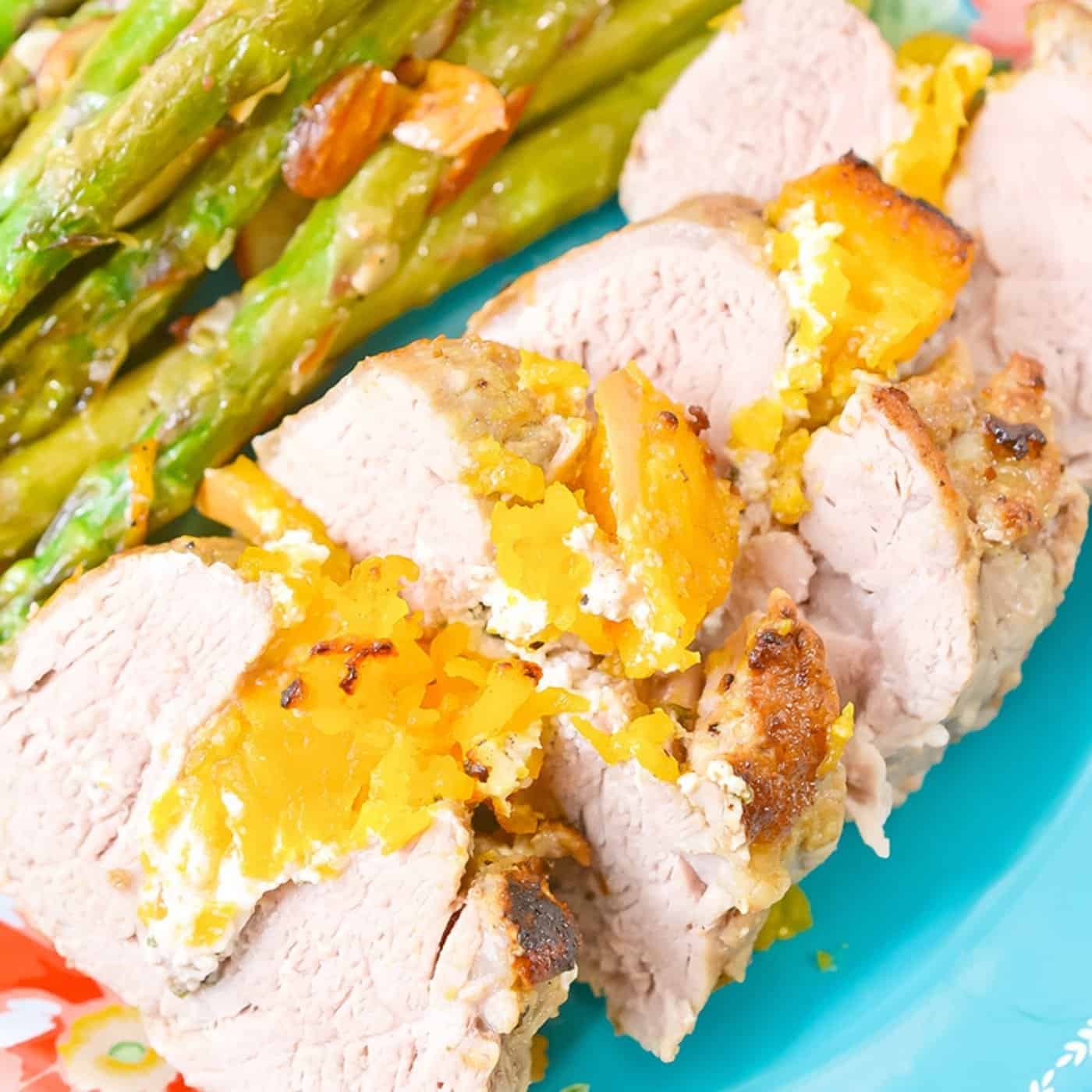 Stuffed Pork Tenderloin with asparagus 