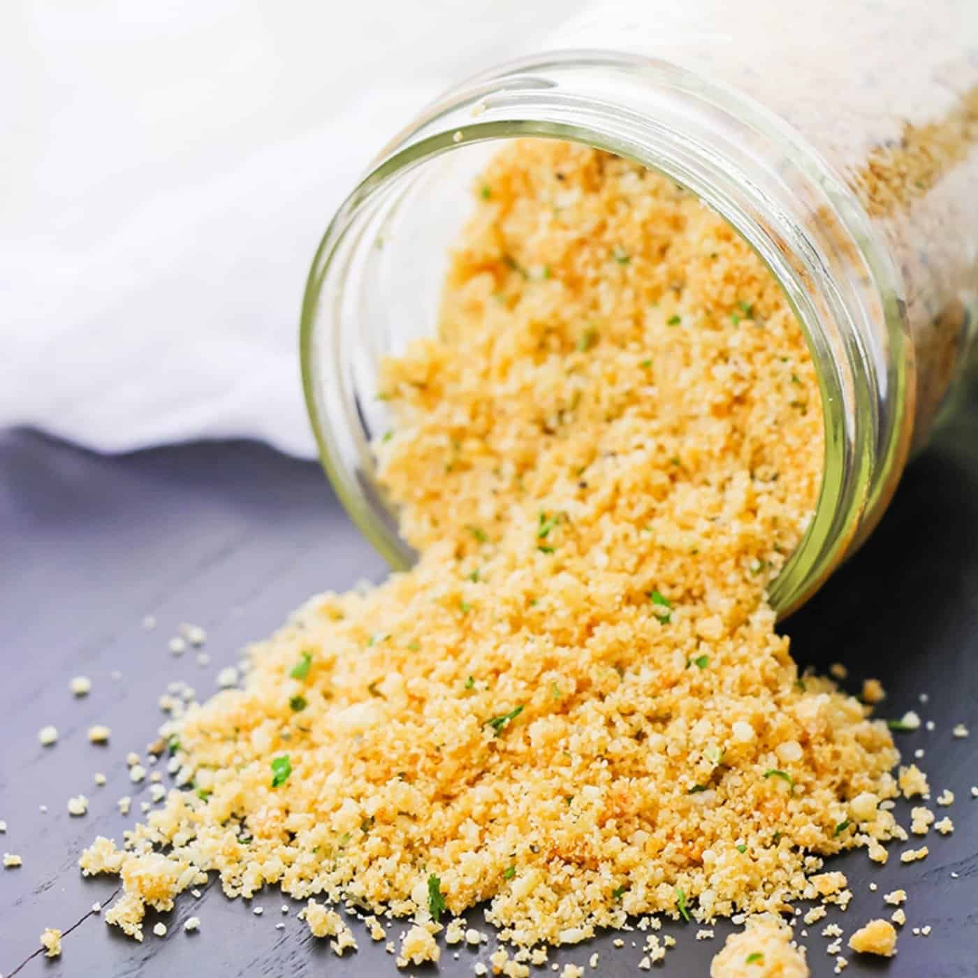 keto bread crumbs in a jar