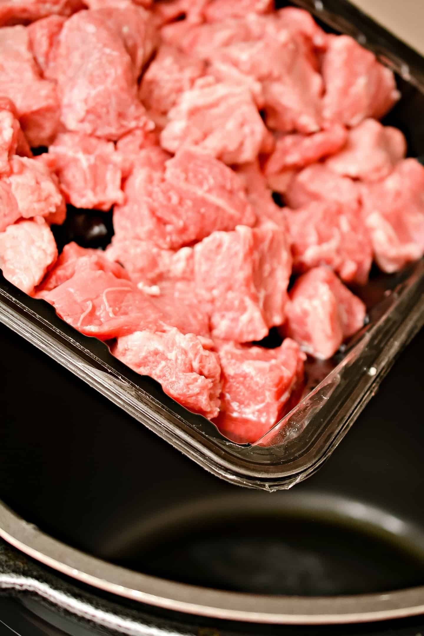 stew meat chopped in cubes