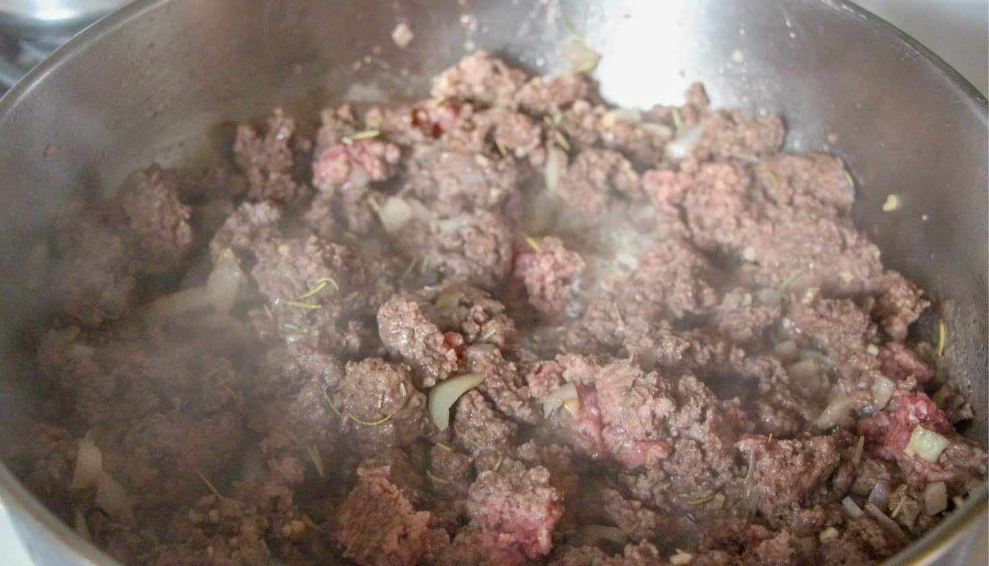 sauté ground beef 