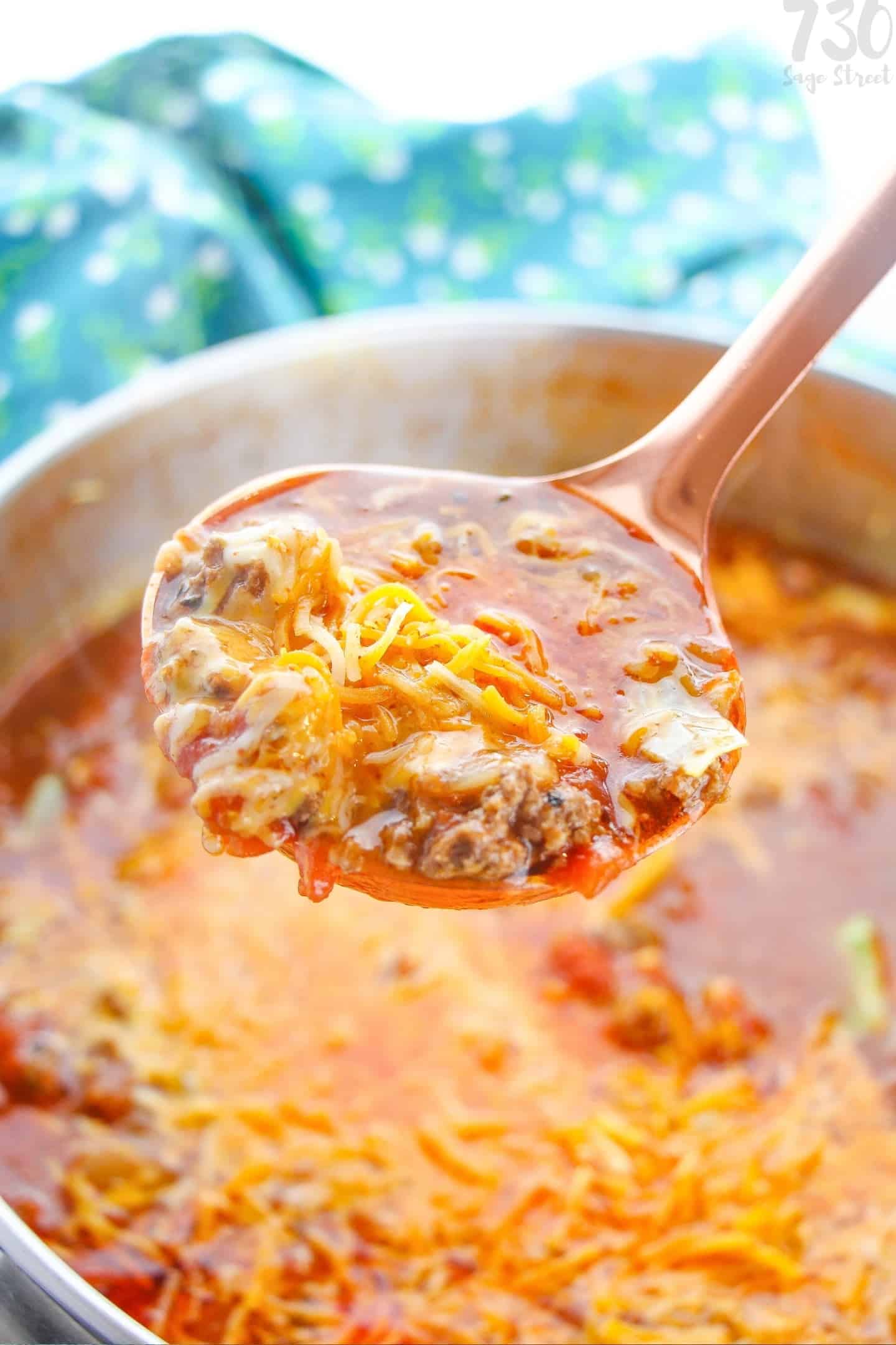 cabbage goulash in a spoon