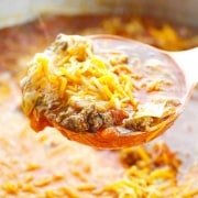 cabbage goulash in a spoon