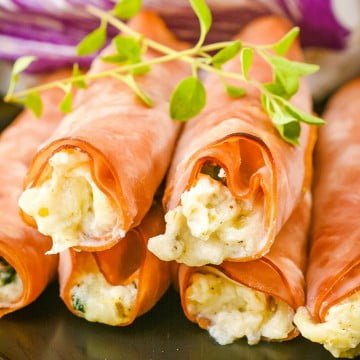 ham roll ups with cheese and spinach filling