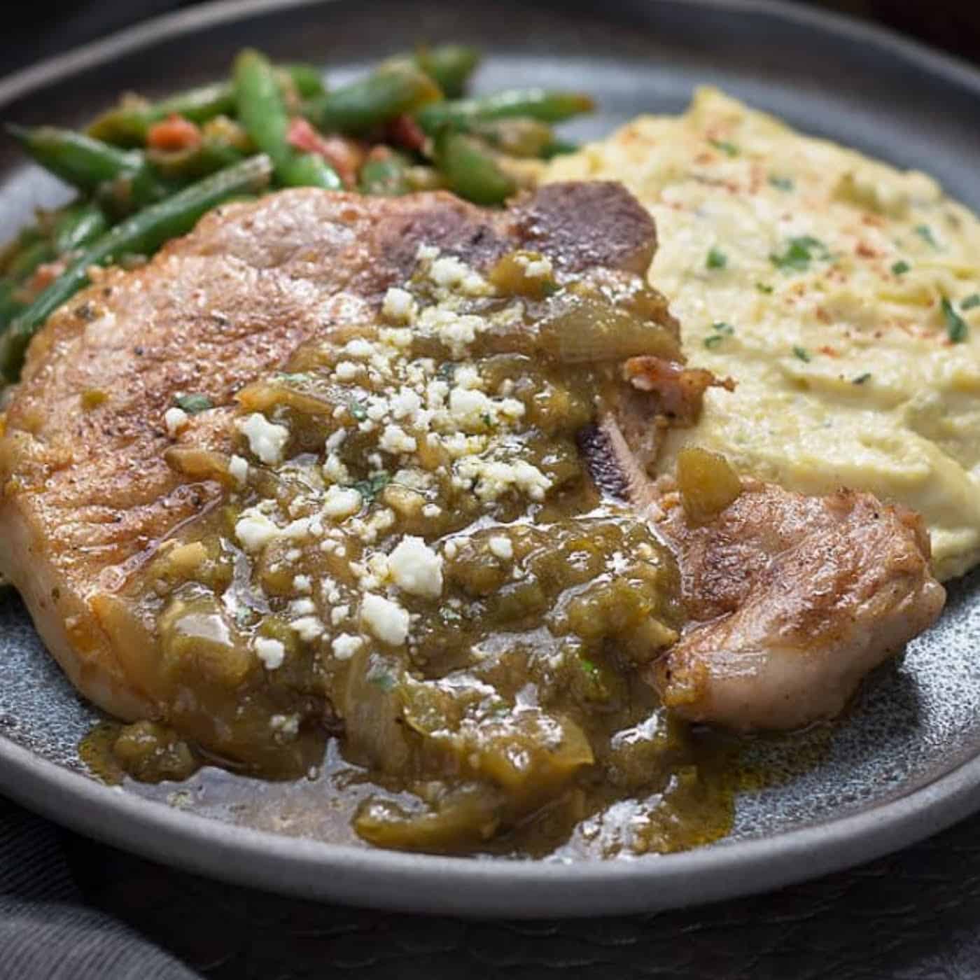 Mexican Pork Chops Recipe with (Chile) Chili Verde Sauce