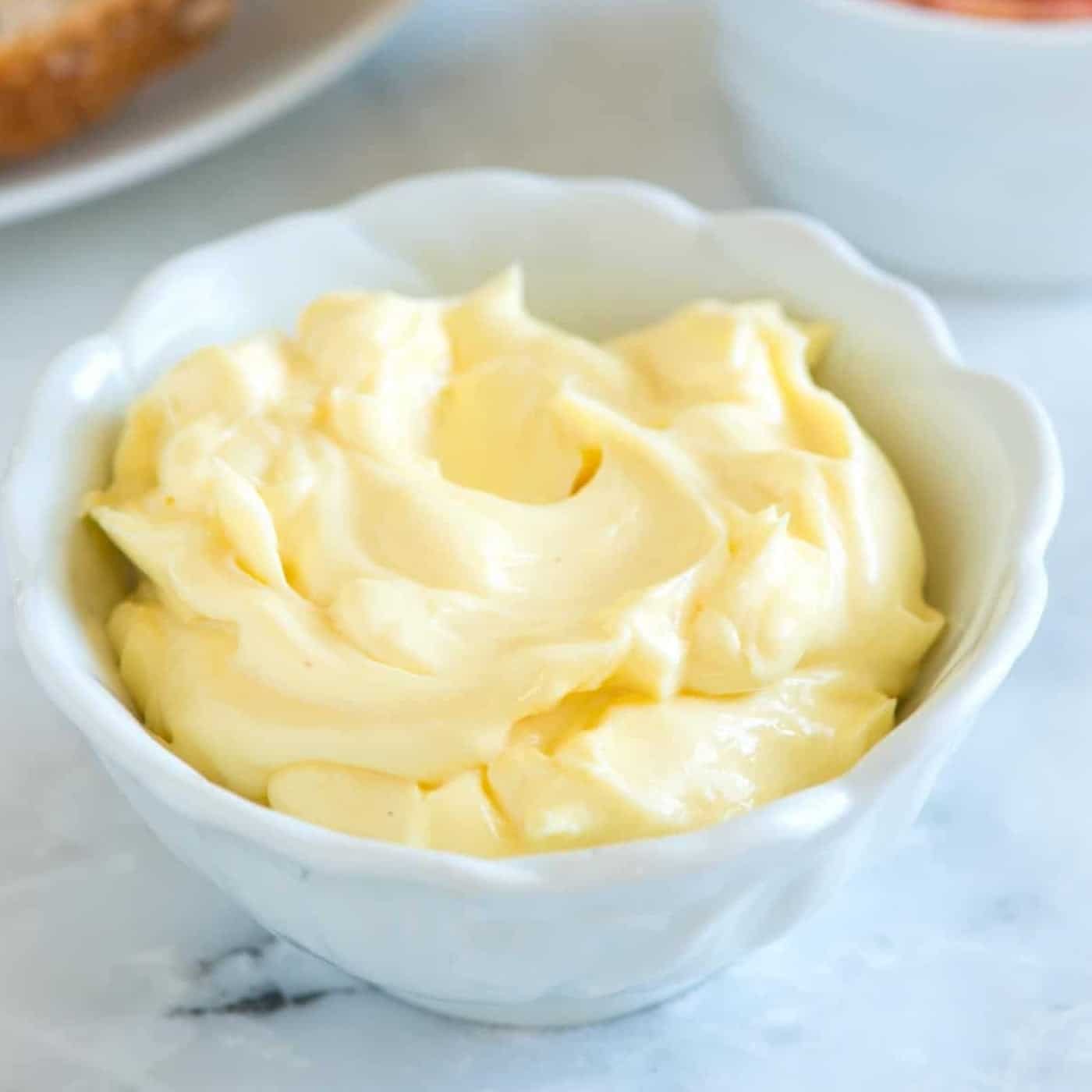 fail-proof homemade mayonnaise in white bowl