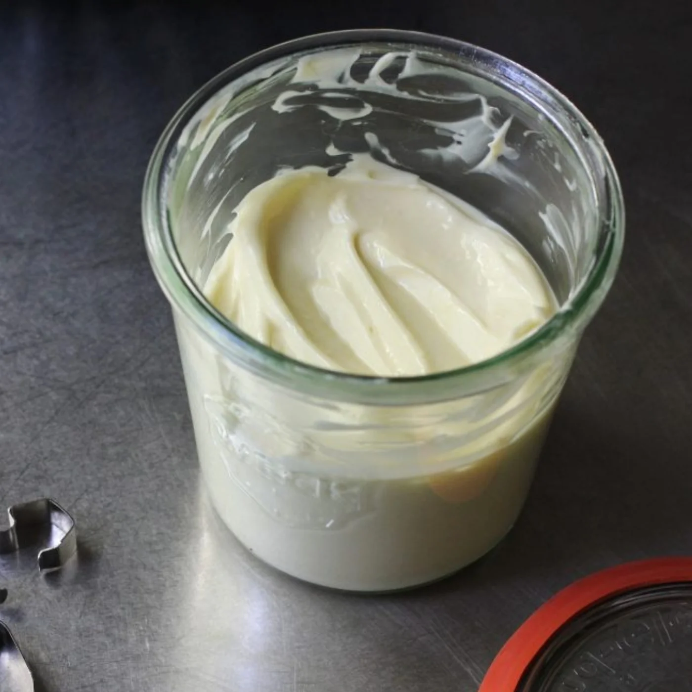 Homemade Olive Oil Mayonnaise in a jar