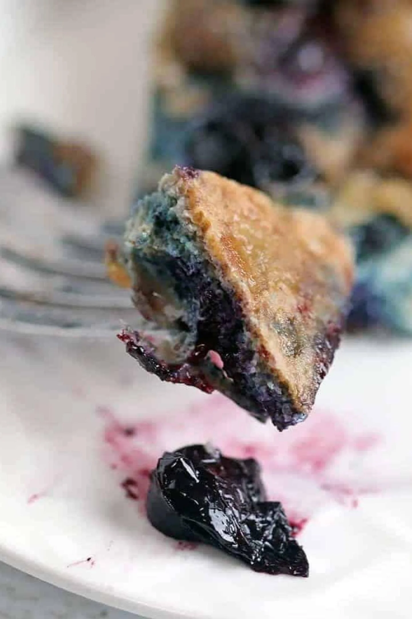 a piece of blueberry strata