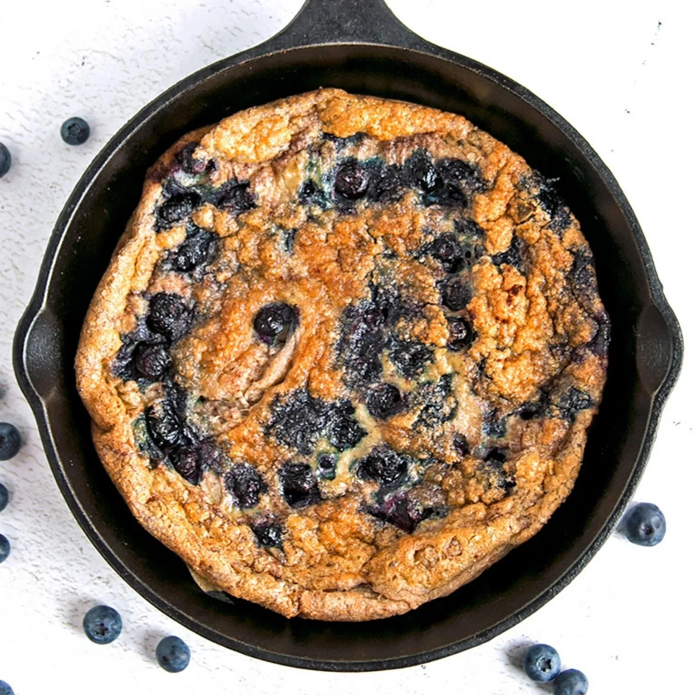 blueberry strata in a skillet