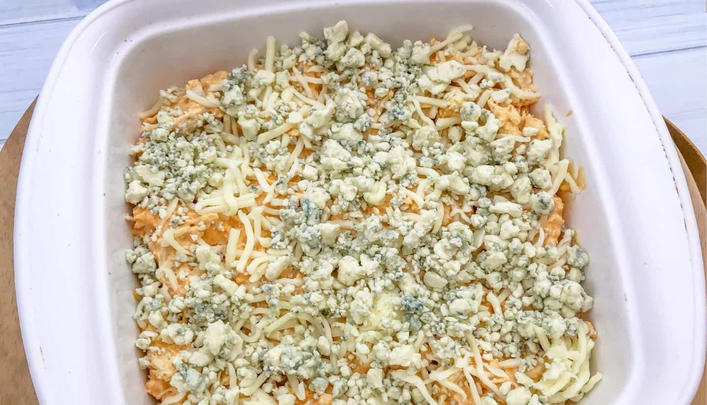  buffalo chicken casserole  with blue cheese on top