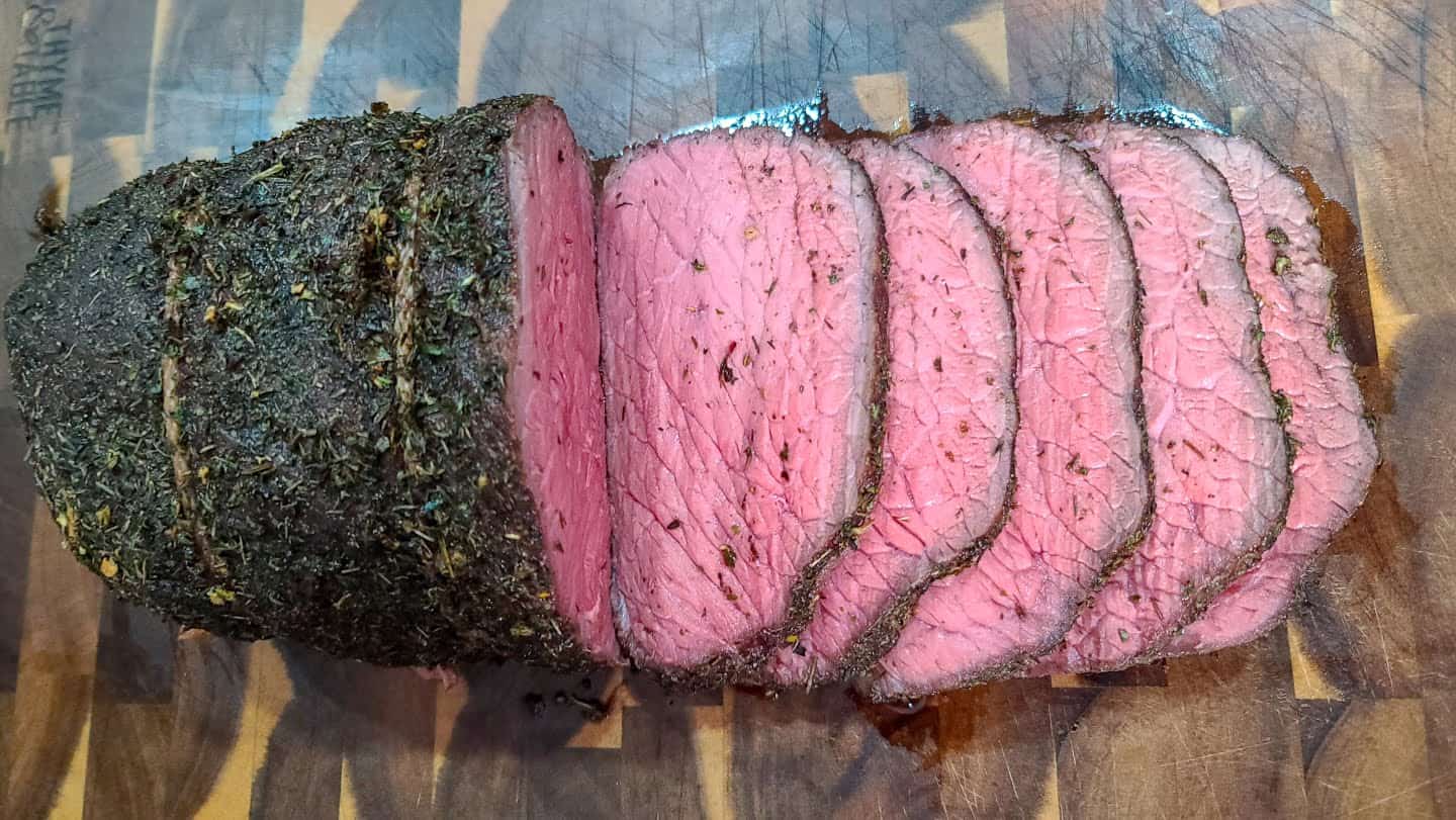 Reverse seared bottom round roast!