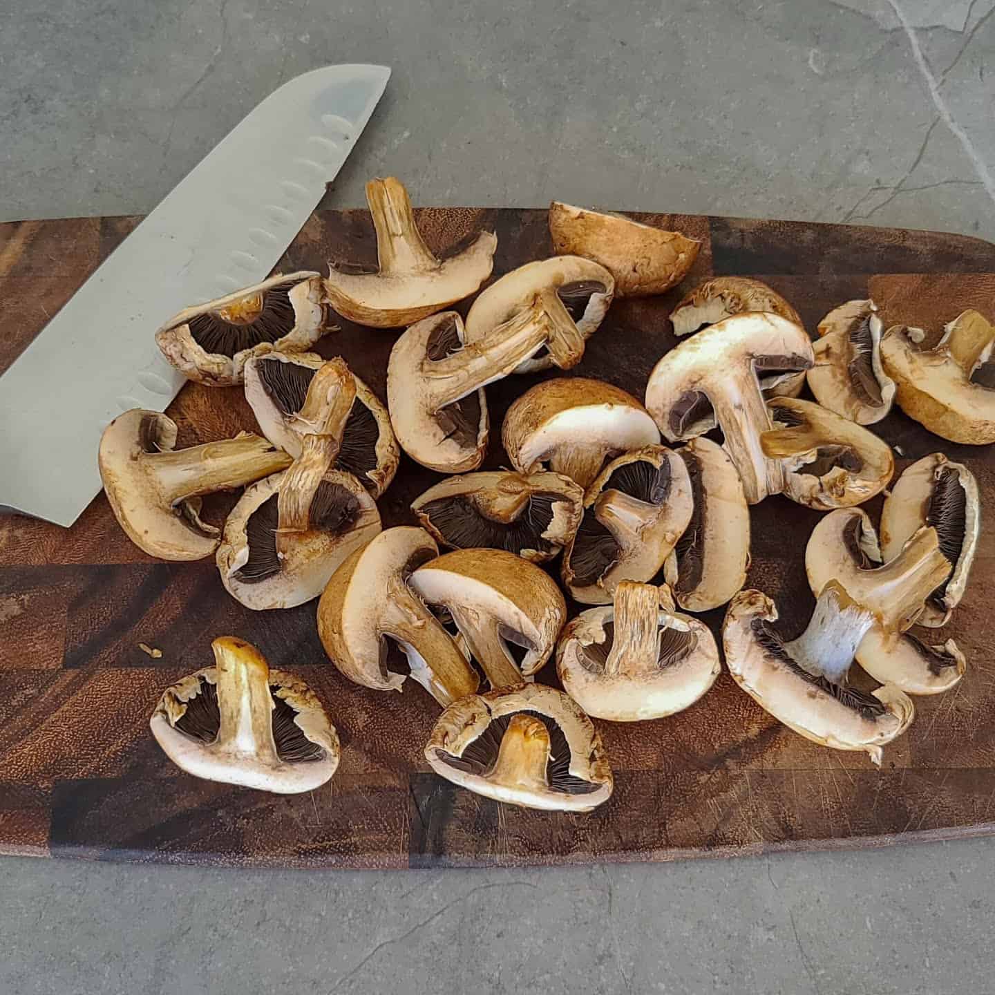 cut mushrooms in half
