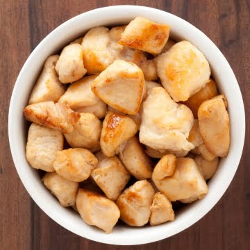 diced chicken in a bowl