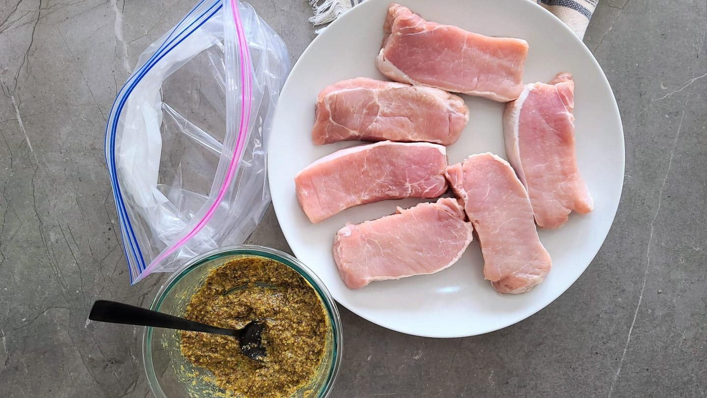 Step 1 parmesan crusted pork chops