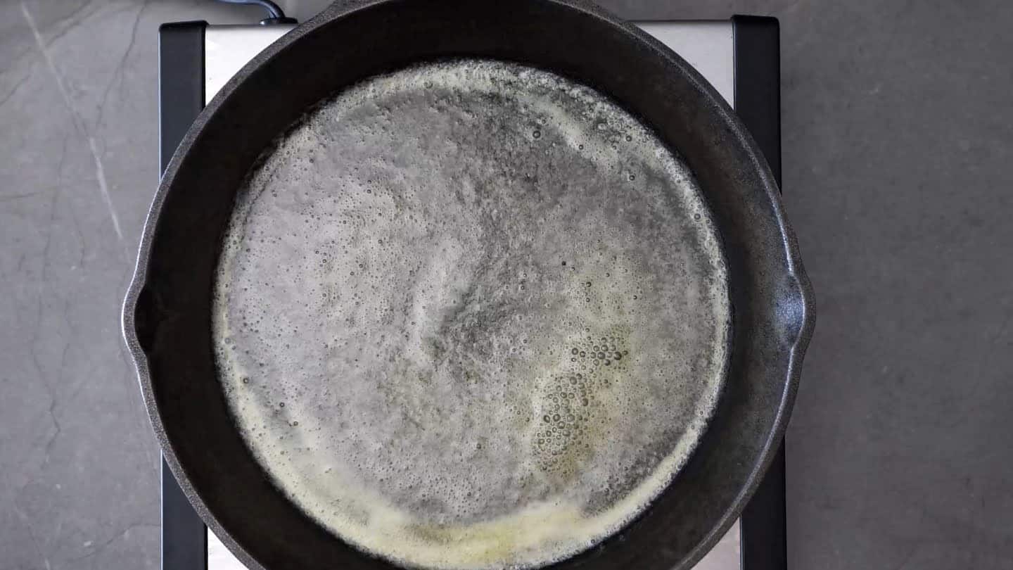 butter in skillet