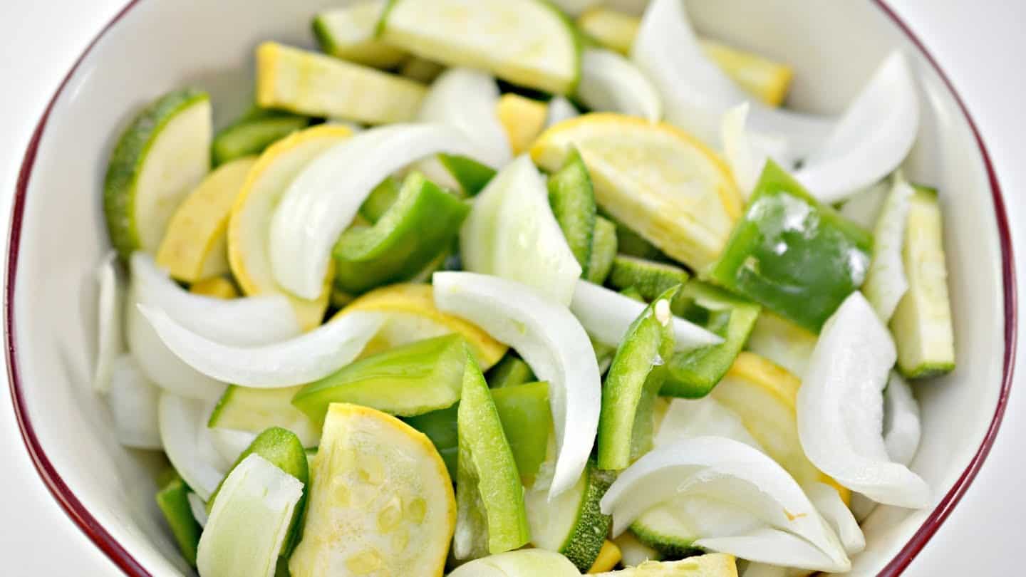  squash, onion, bell pepper, and zucchini 