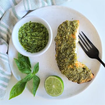 pesto salmon with lime plated