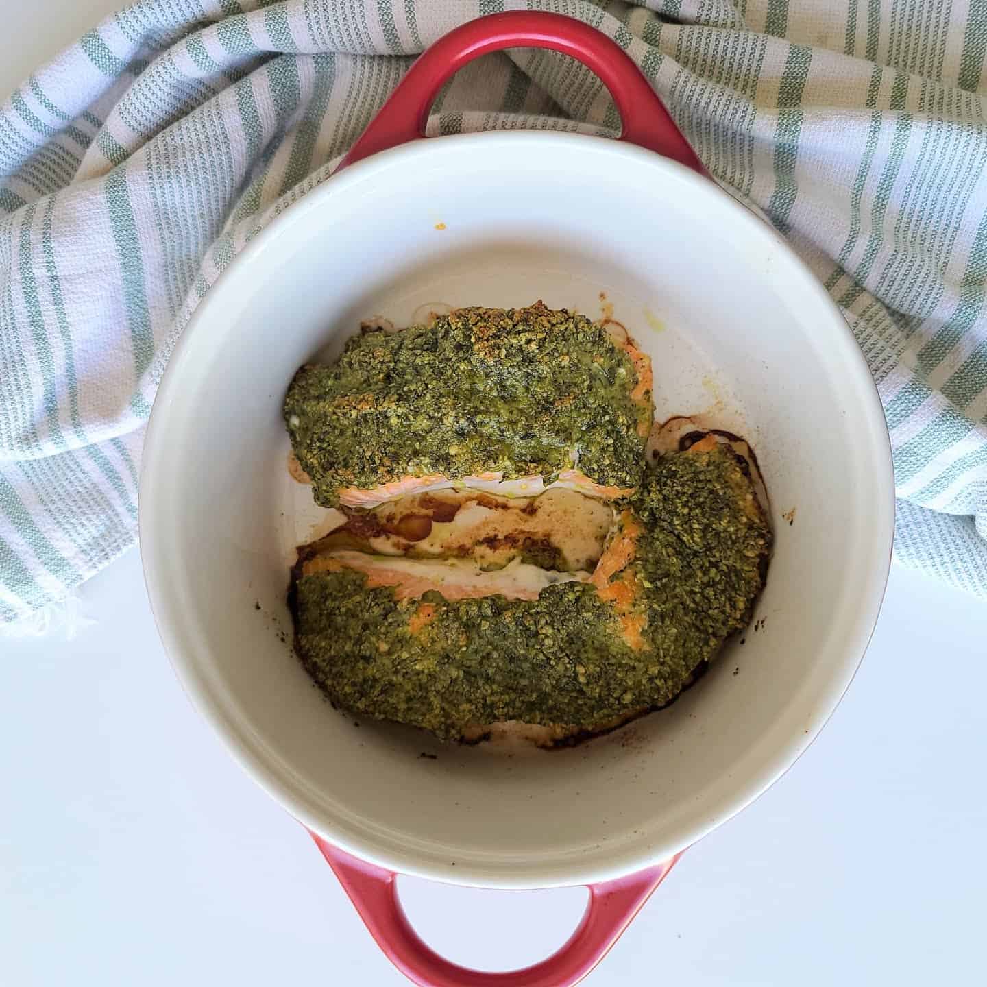 cooked pesto salmon