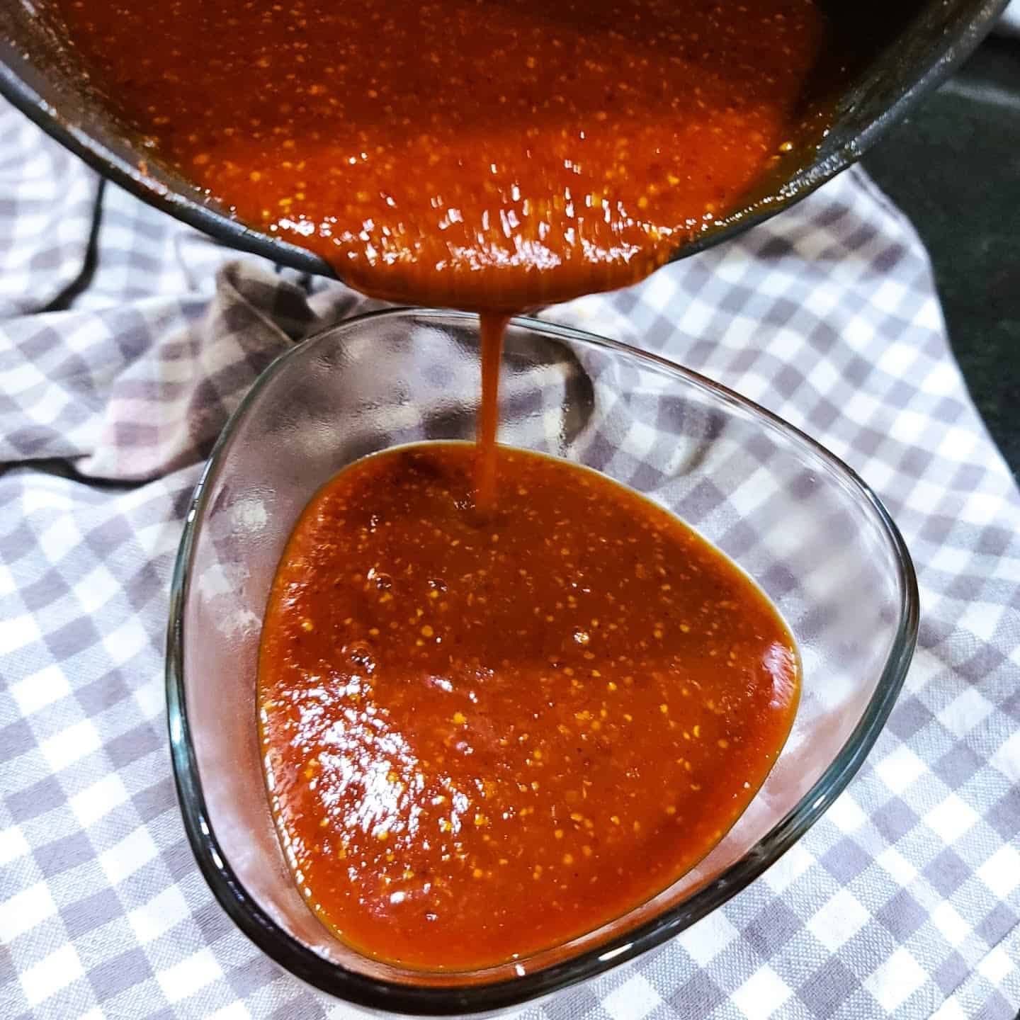 homemade bbq sauce pouring