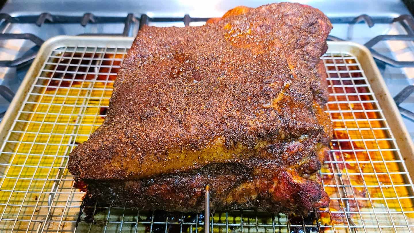 pork butt cooked with thermometer