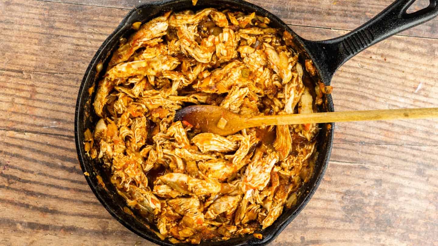 shredded chicken and mix it in with the sauce.