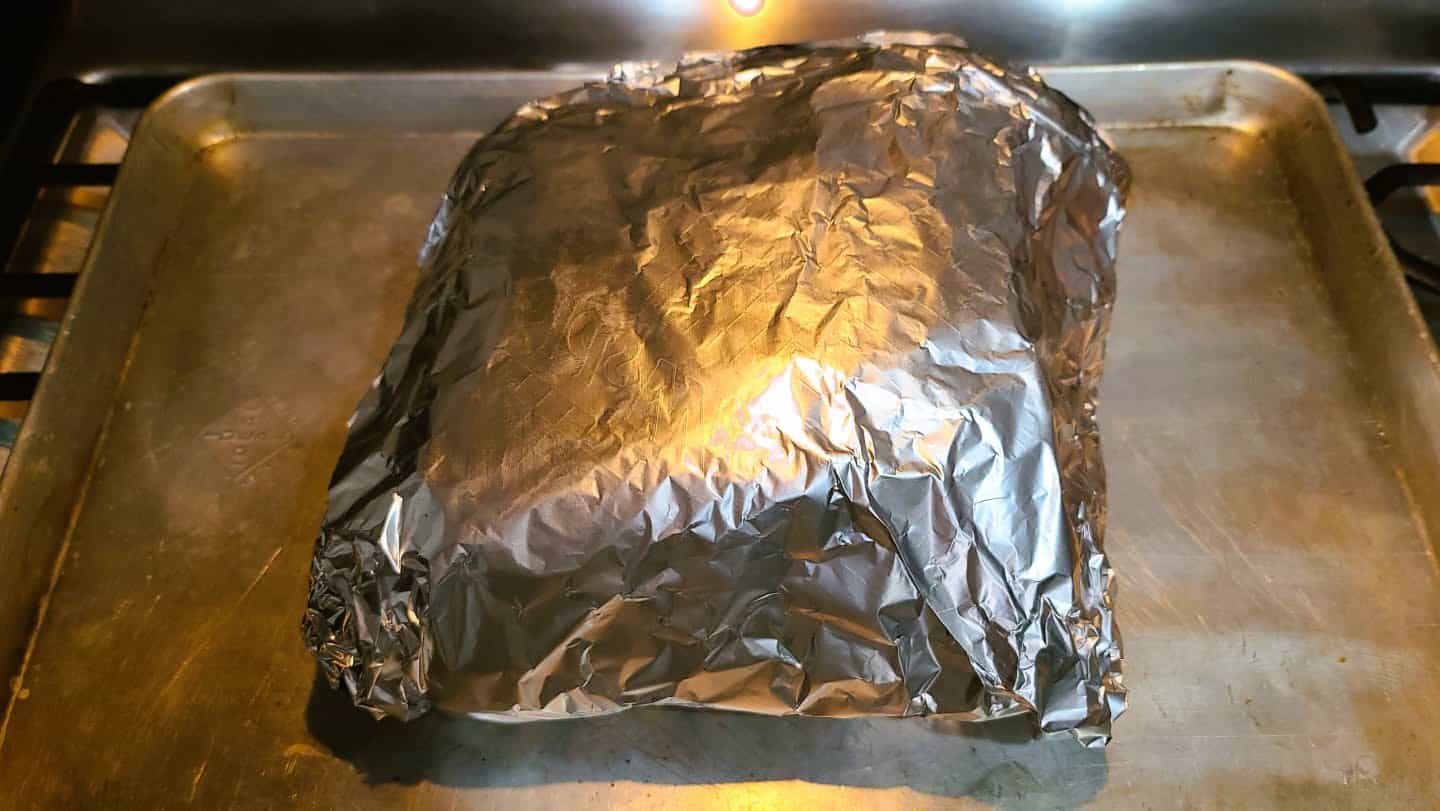 pork butt with aluminum foil