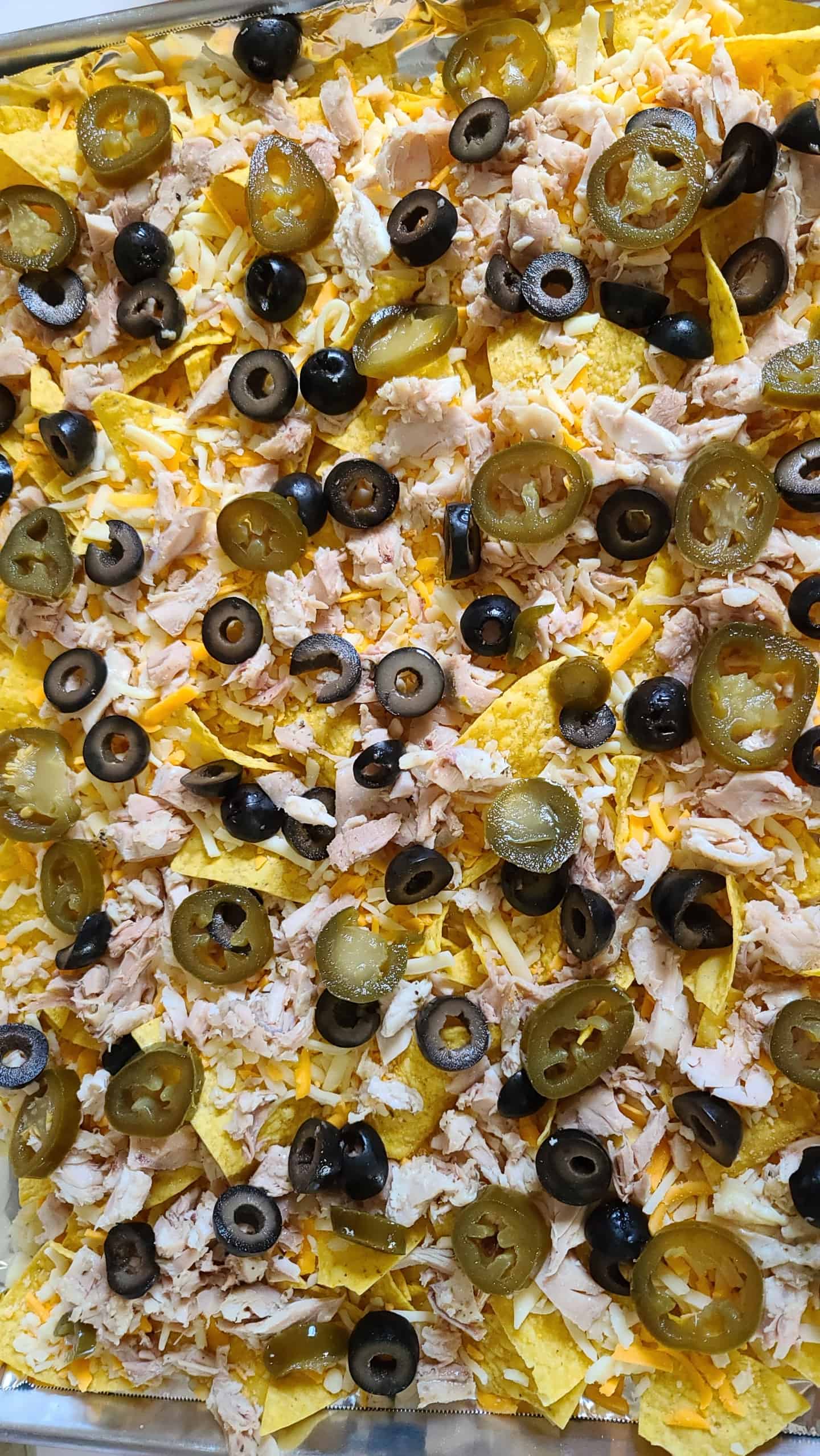 Tortillas with Chicken, Cheese, Olives, Jalapenos