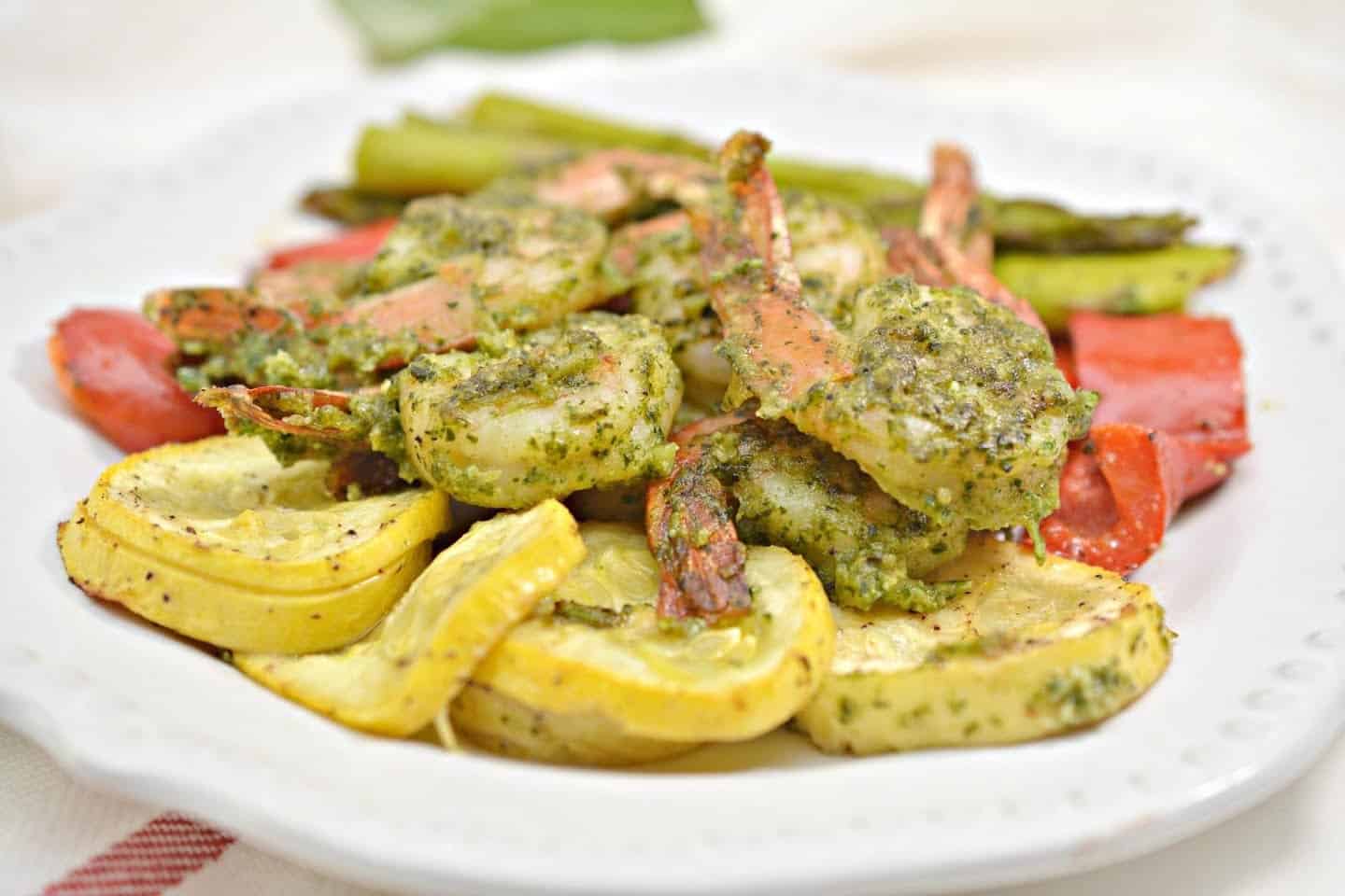 Baked Shrimp Garnished with Basil and Parmesan Cheese