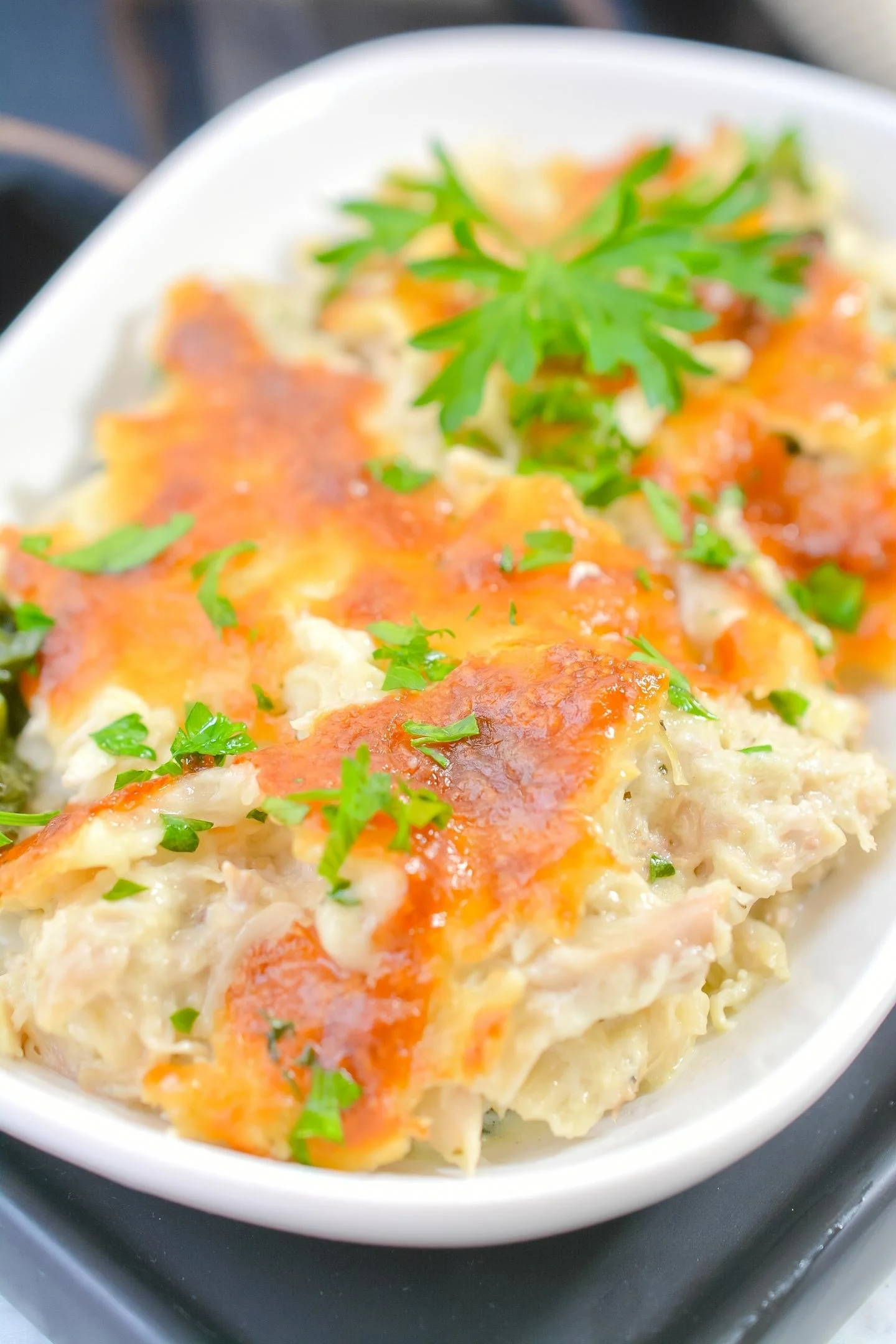 Golden Brown Creamy Chicken Spinach Casserole