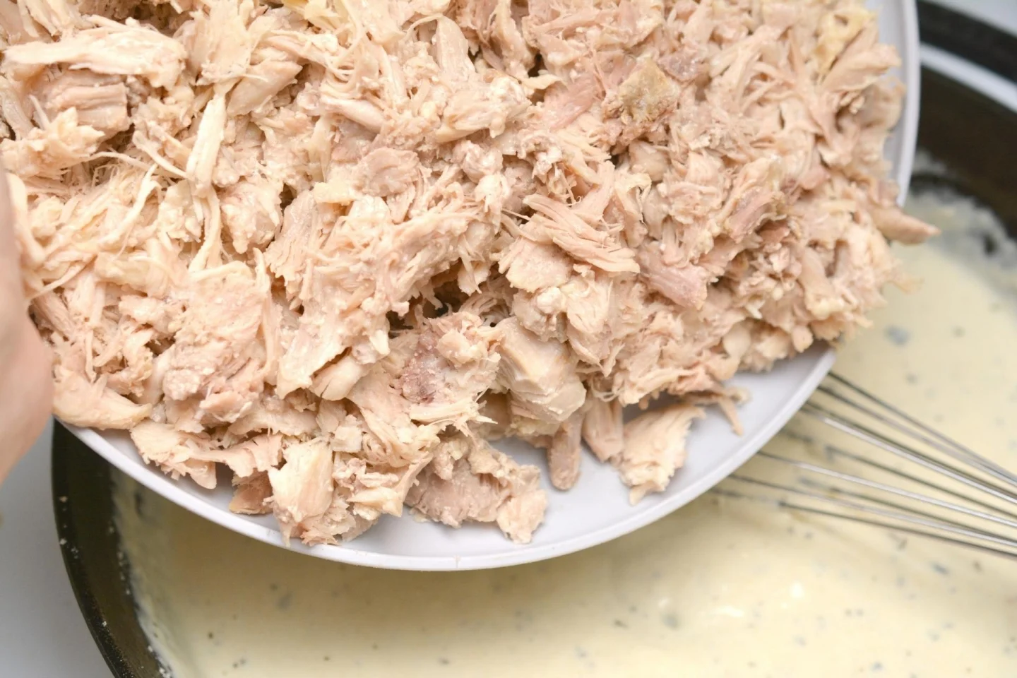 Shredded Chicken into Cream