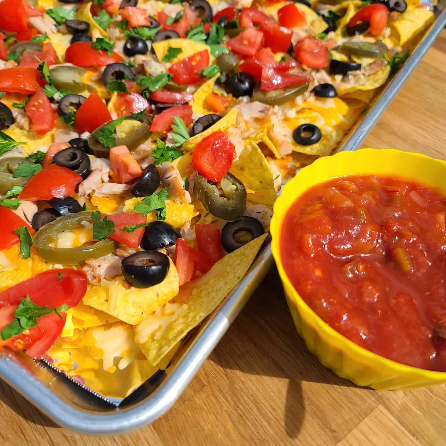 Smoked Nachos and Salsa Serving