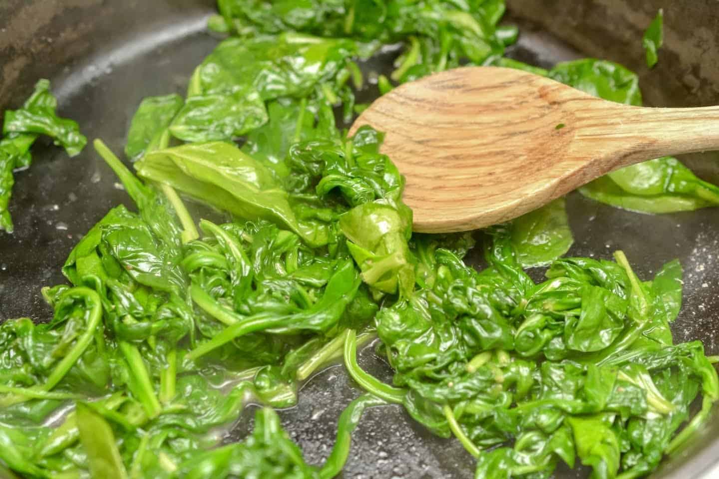 Spinach Added to Skillet