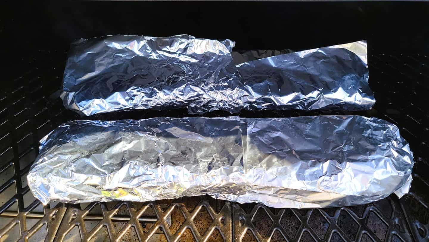  smoked pork ribs in tin foil