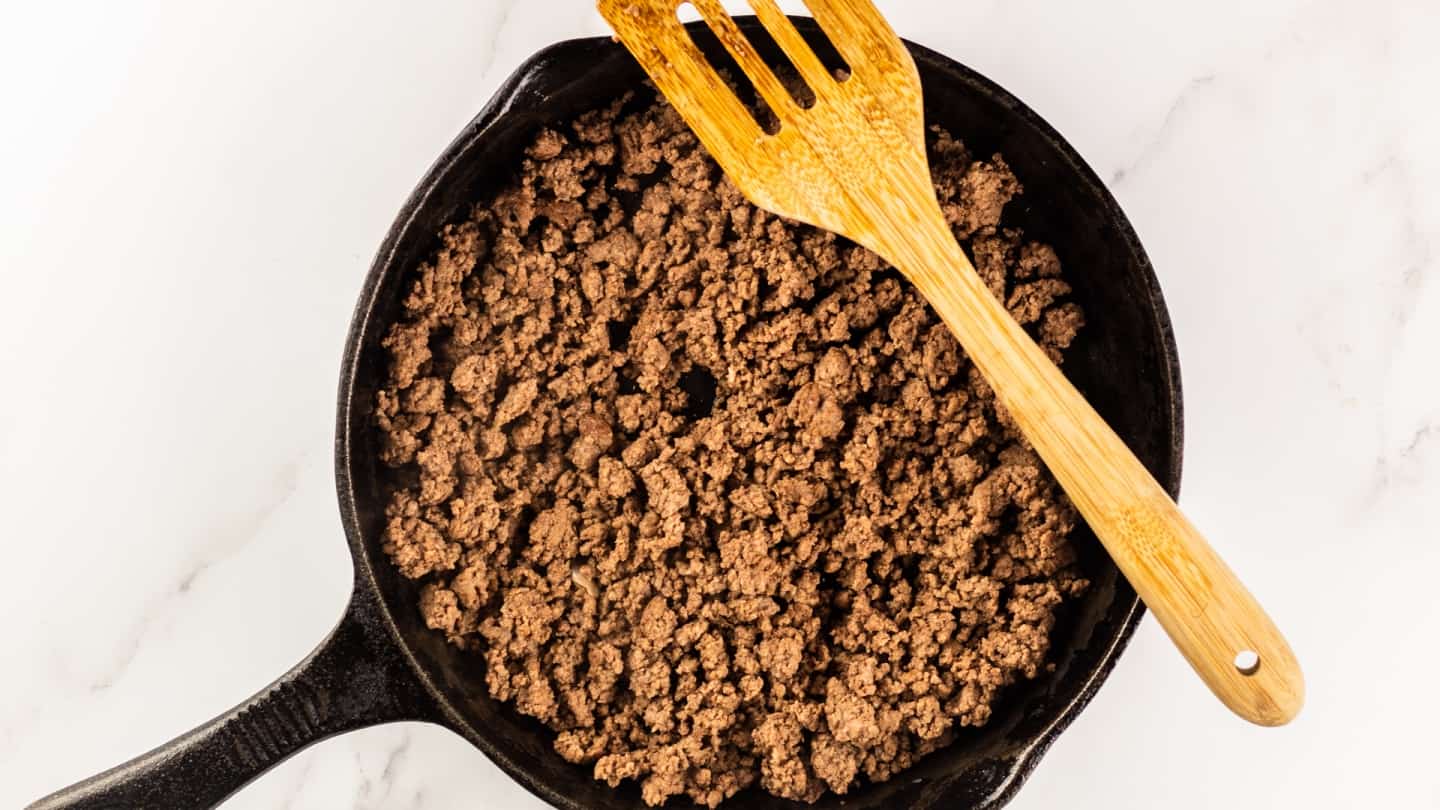 Cooking of Ground Beef in Skillet