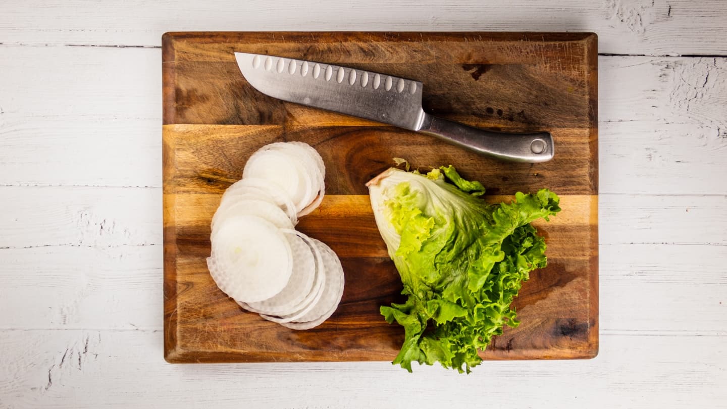 Washed Lettuce and Sliced Onions