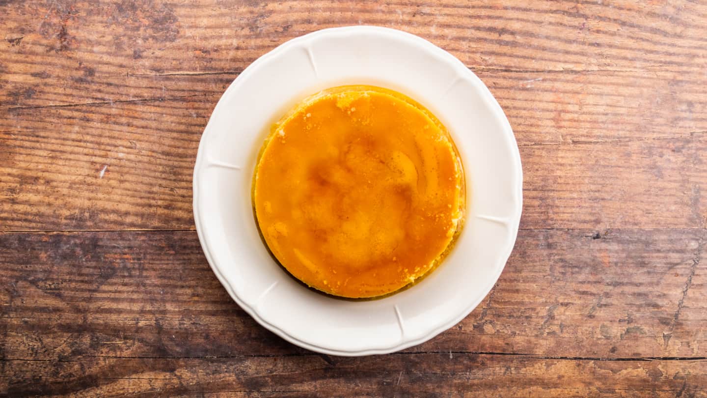 Flan with caramel on top and on sides