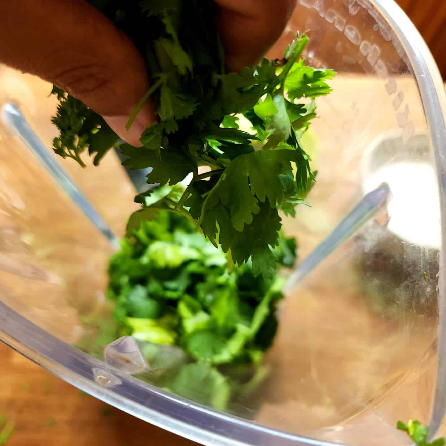 3 Addition of cilantro in blender