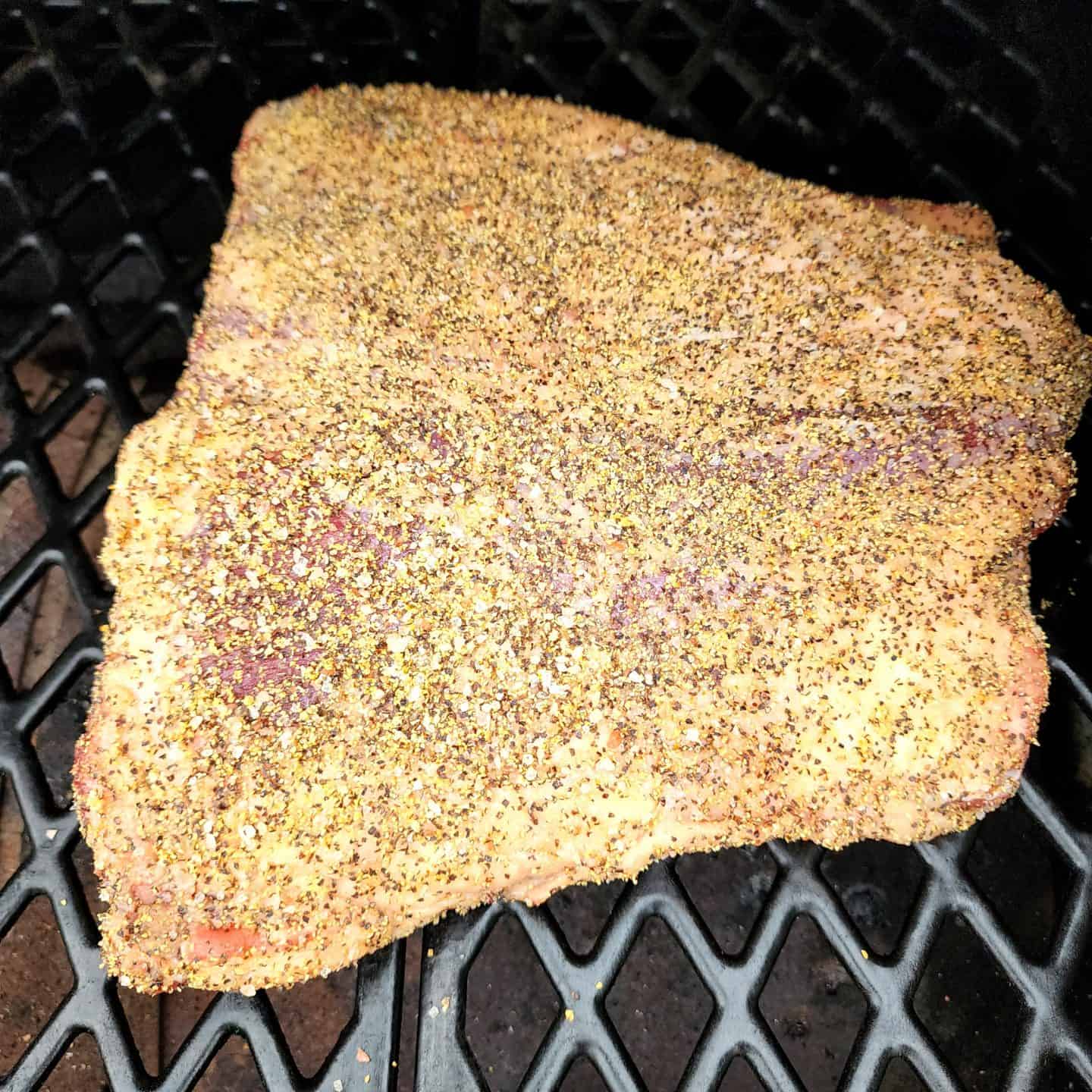 ribs in the preheated smoker 