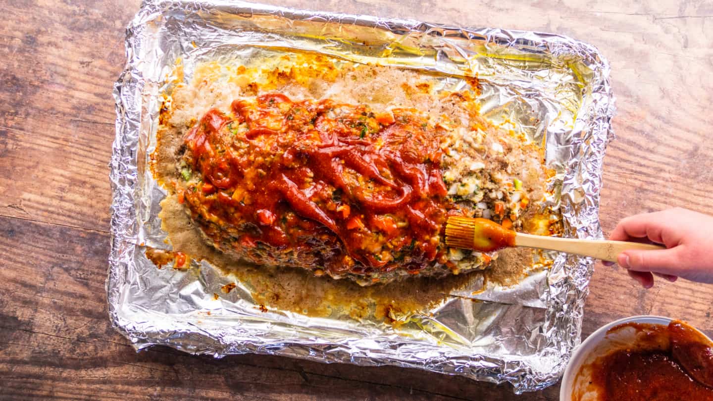 Baked and glazed meatloaf