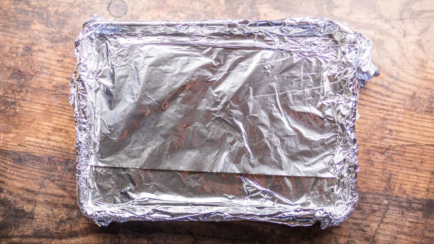 Preheated  foil-lined baking sheet