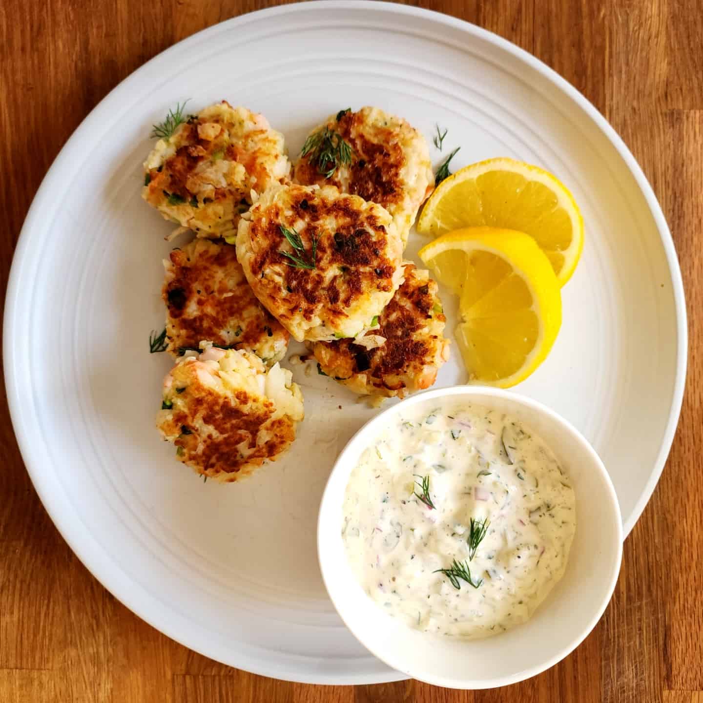 Crab cakes in serving plate