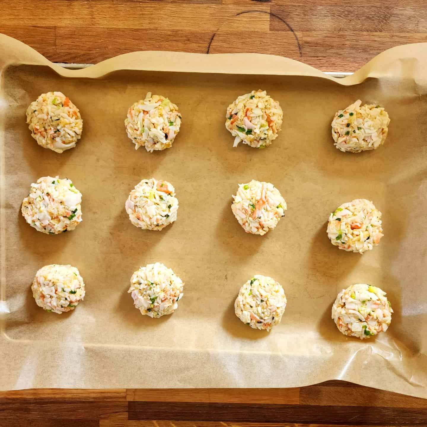 crab mixture patties in parchment paper