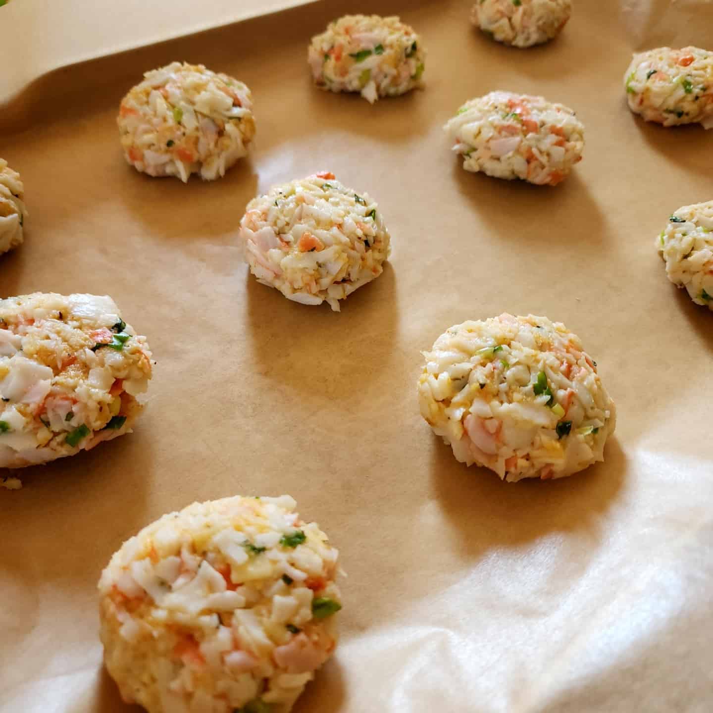 Crab cakes frozen to firm up