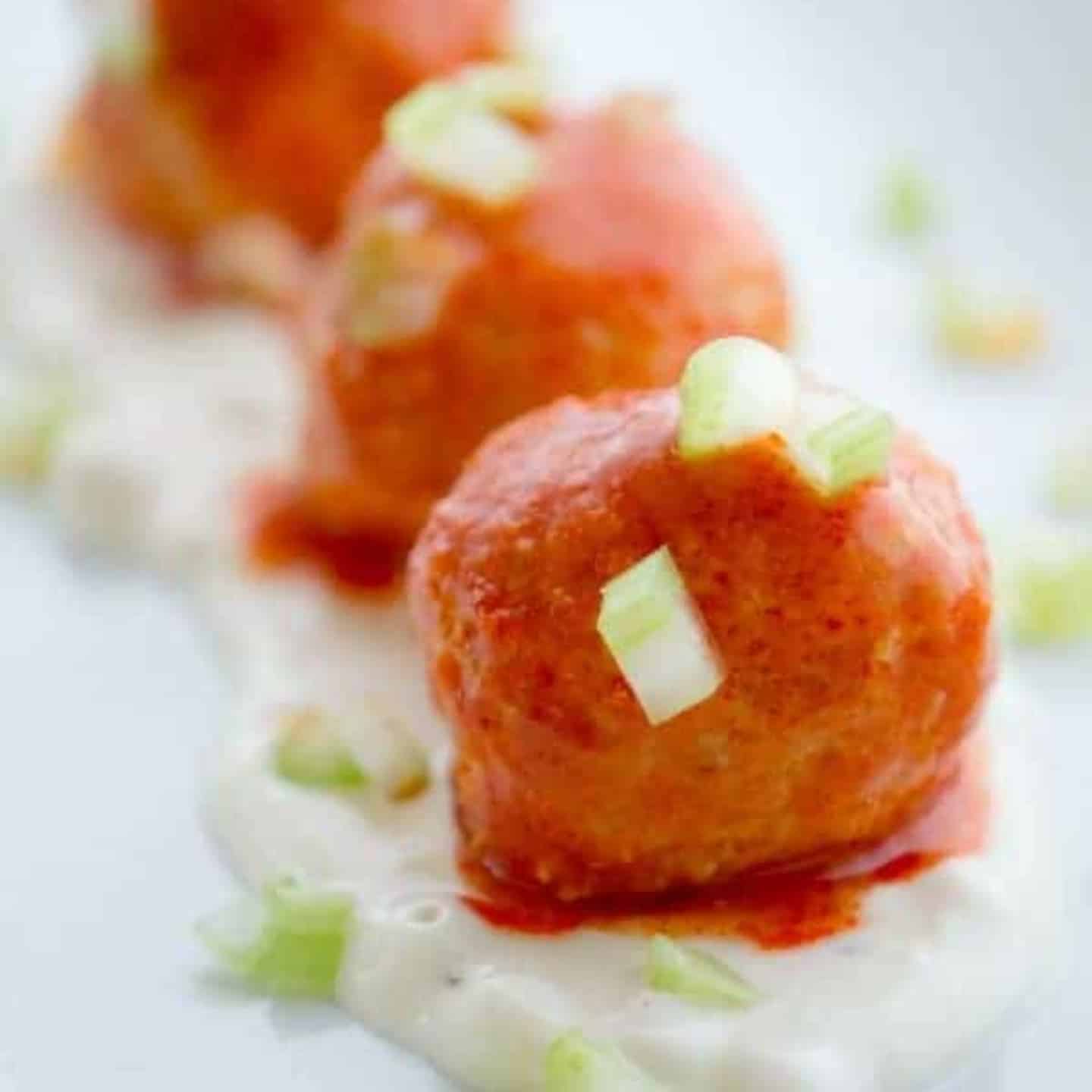 Blue Cheese Stuffed Buffalo Chicken Meatballs