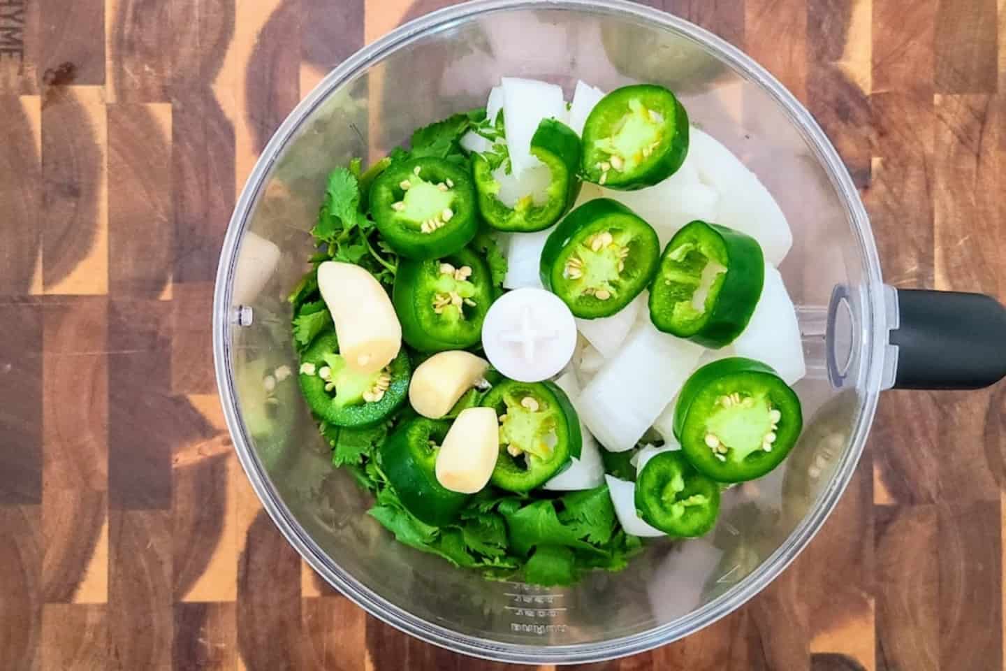 Chop your onions and jalapenos into small pieces