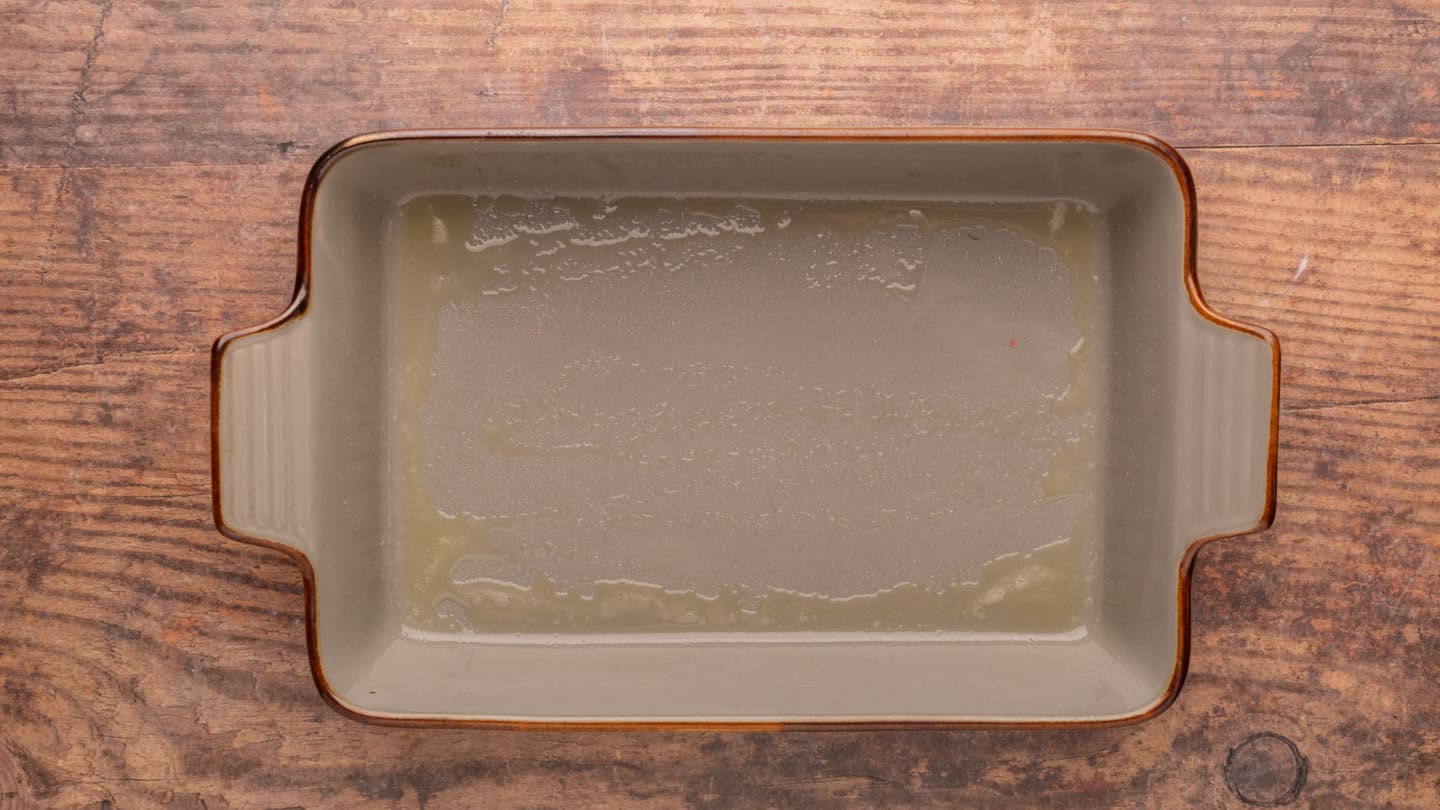 grease a baking dish with butter or cooking spray.