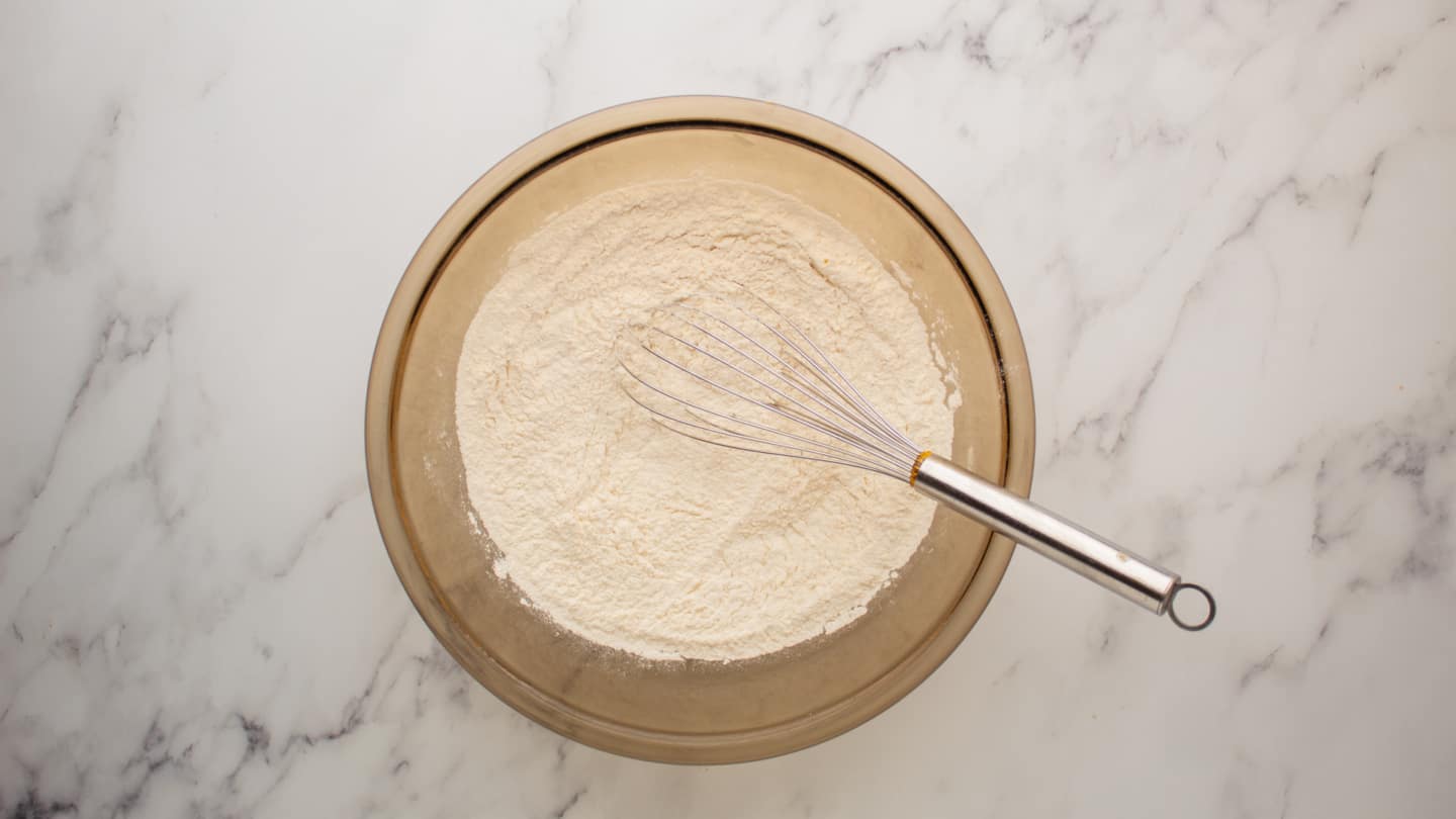 Whisk the flour, baking powder, and salt together in a large bowl.