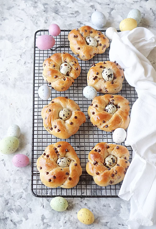 Easter Bread Wreaths with Quail Eggs